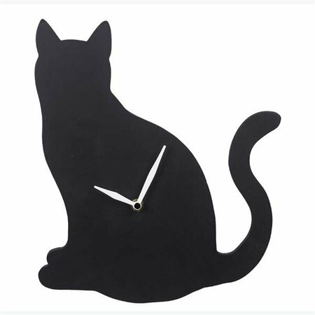 YOUNGS Wood Cat Shaped Cutout Wall Clock 12423